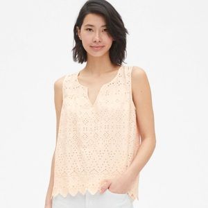 Gap Pink Eyelet Lace Sleeveless Blouse Top Small
